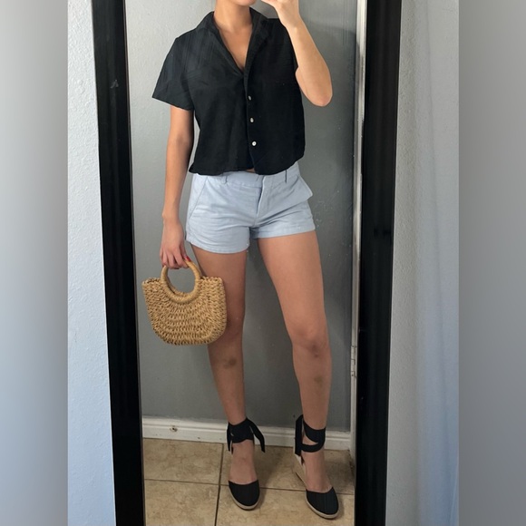 J.crew light blue cotton trouser shorts 0 | coastal granddaughter preppy travel - Picture 7 of 14